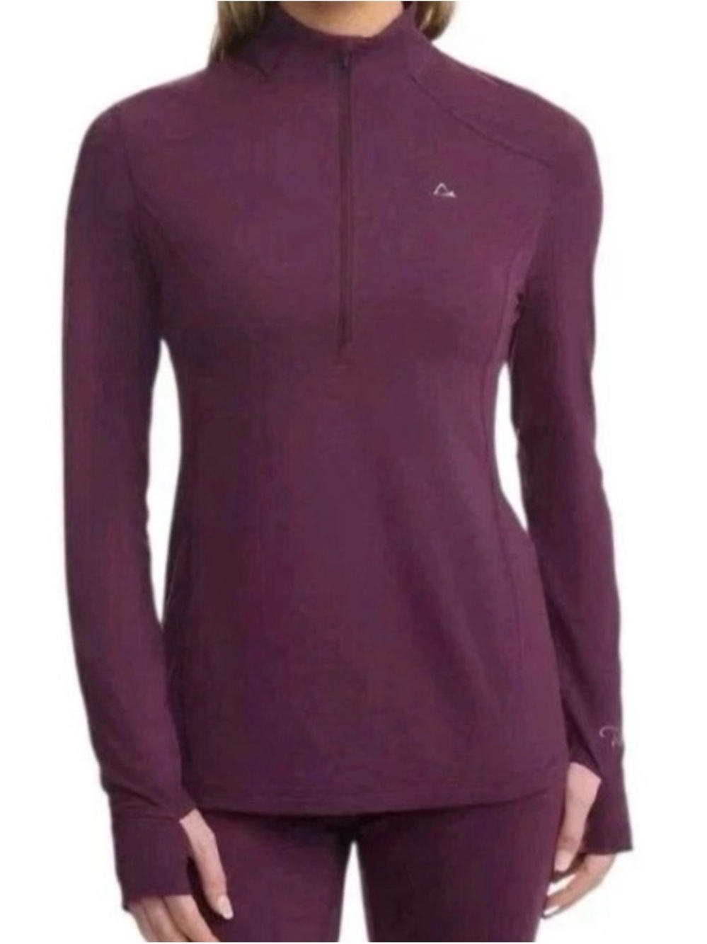 Paradox Plum Quarter-Zip Long Sleeve Top poly wool blend
